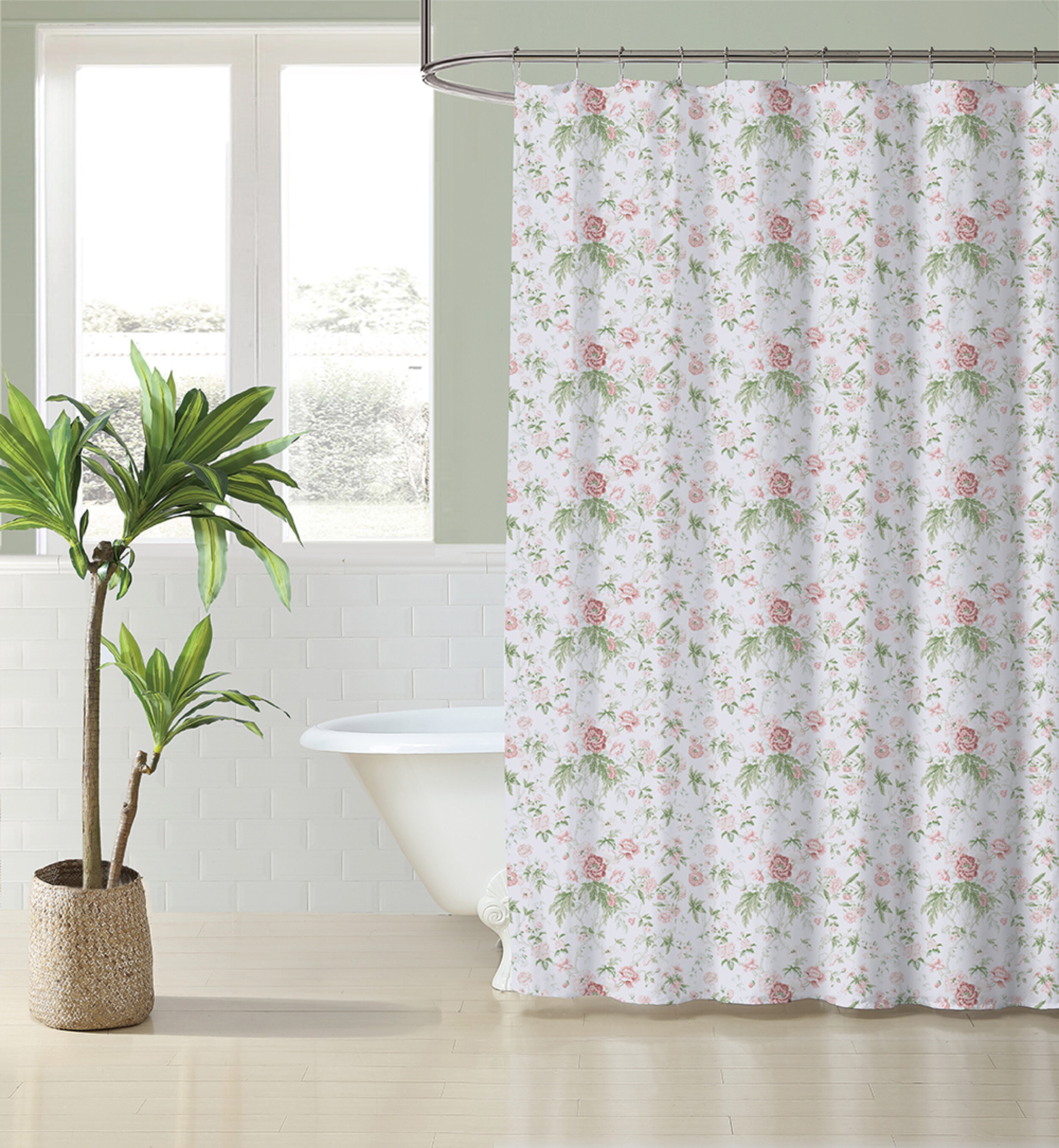 Shabby Chic Floral 2024 100% Cotton Shower Curtain